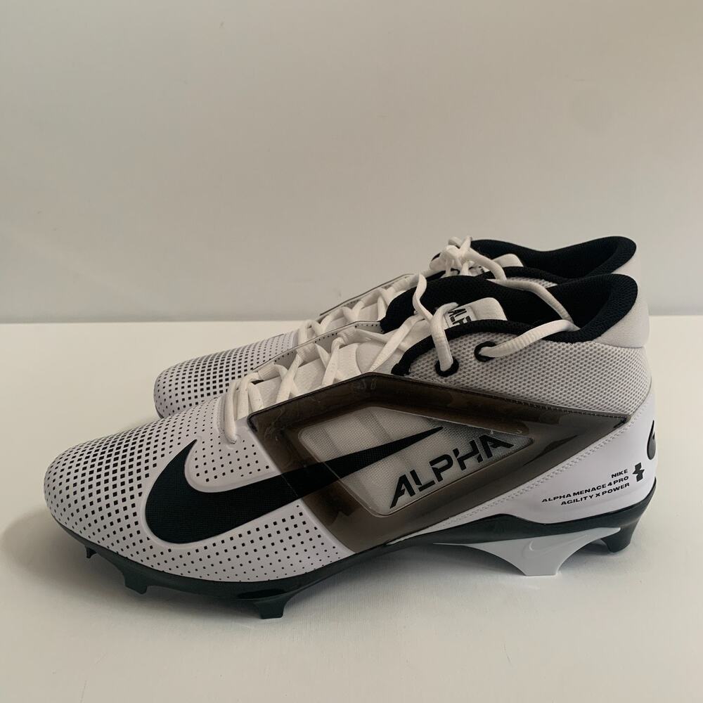 Nike Men's Size 13.5 Air Alpha Menace 4 Pro Football Cleats White FZ7702-105 New